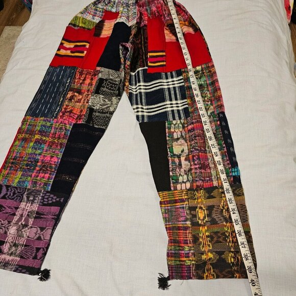 Guatemalan Boho Uniq Multicolor Multipattern Unisex Pants Woven Artsy Embroidery - Picture 7 of 15